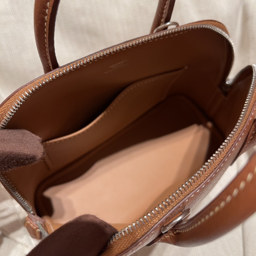 에르메스 미니 볼리드18 골드브라운 은장 염소가죽